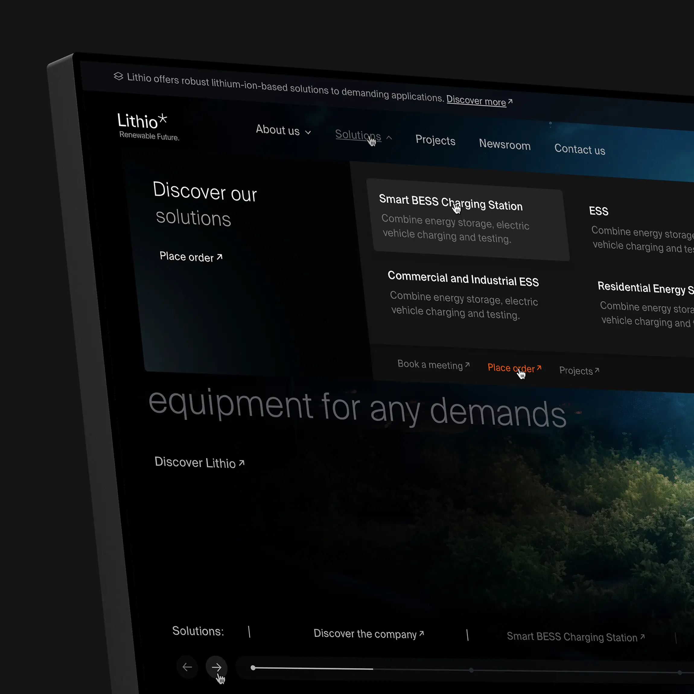 the header UX/UI design of Lithio designed and developed by Smotrow Design, Ukraine